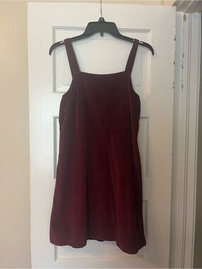 American Eagle Outfitters Burgundy Corduroy Square-Neck Mini Dress